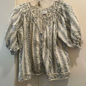SAYLOR Floral Blue and Cream Blouse